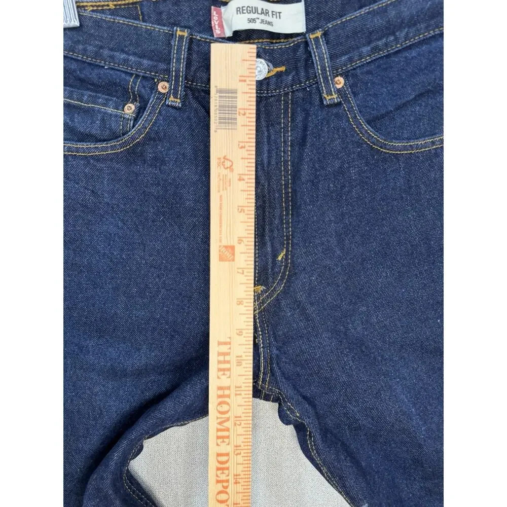 Levi’s Men’s 505 Regular Fit Jeans Dark Stonewash Blue Denim 32 x 32 (31 Actual)